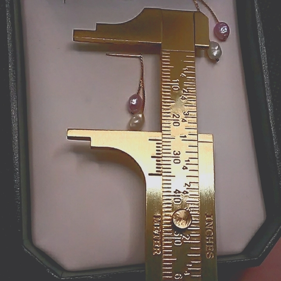 14K Gold Genuine Multicolor Pearl Dangling Earrings - Picture 5 of 5